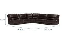 Oslo 3 Piece 3 Power Sectional In Dark Brown Leather