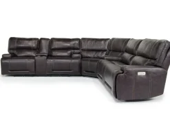 Oslo 3 Piece 3 Power Sectional In Dark Brown Leather