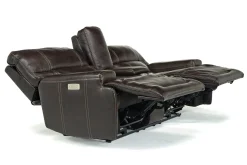 Oslo 3 Power Console Loveseat In Dark Brown Leather