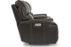 Oslo 3 Power Console Loveseat In Dark Brown Leather