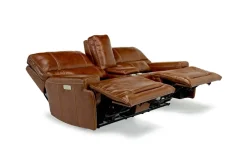 Oslo 3 Power Console Loveseat In Dark Brown Leather