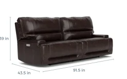 Oslo 3 Power Sofa In Brown Leather