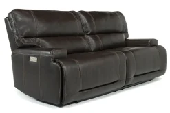 Oslo 3 Power Sofa In Brown Leather