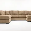 Paige Dual Chaise Sectional In Sherry Bark, Left Facing
