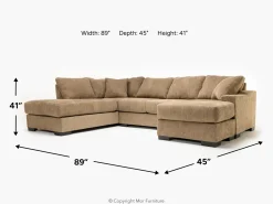 Paige Dual Chaise Sectional In Sherry Bark, Left Facing