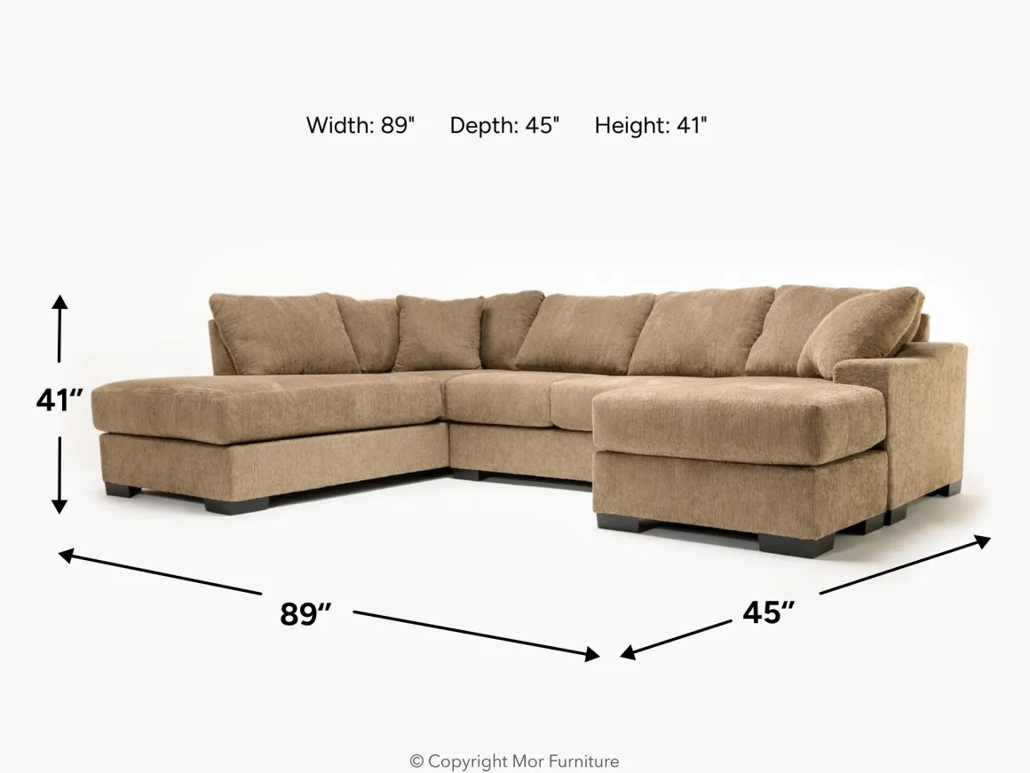 Paige Dual Chaise Sectional In Sherry Bark, Left Facing