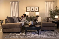 Paige Dual Chaise Sectional In Sherry Bark, Left Facing