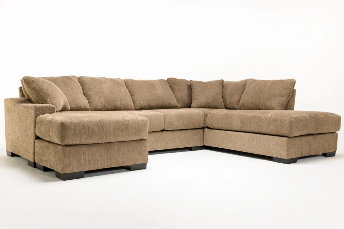 Paige Dual Chaise Sectional In Sherry Bark, Left Facing