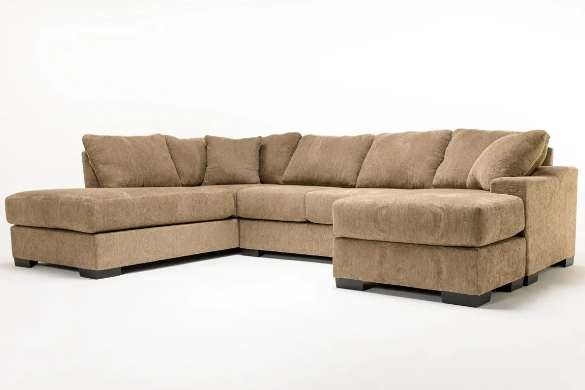 Paige Dual Chaise Sectional In Sherry Bark, Left Facing