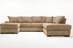 Paige Dual Chaise Sectional In Sherry Bark, Left Facing