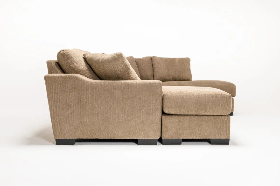 Paige Dual Chaise Sectional In Sherry Bark, Left Facing