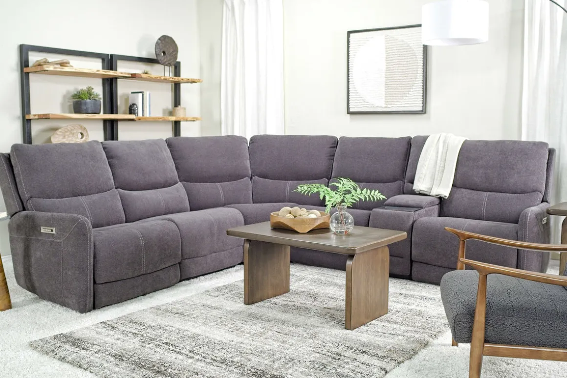 Palencia 6 Piece 3 Power Sectional In Trento Dove