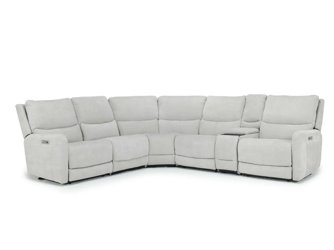 Palencia 6 Piece 3 Power Sectional W/ 3 Power Armless Recliner In Trento Dove