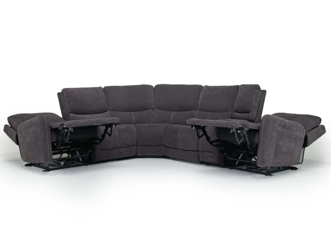 Palencia 6 Piece 3 Power Sectional W/ 3 Power Armless Recliner In Trento Dove