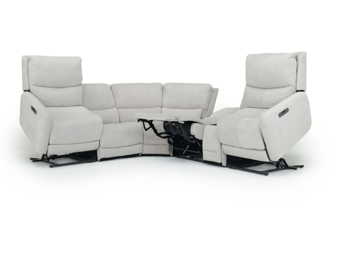 Palencia 6 Piece 3 Power Sectional W/ 3 Power Armless Recliner In Trento Dove
