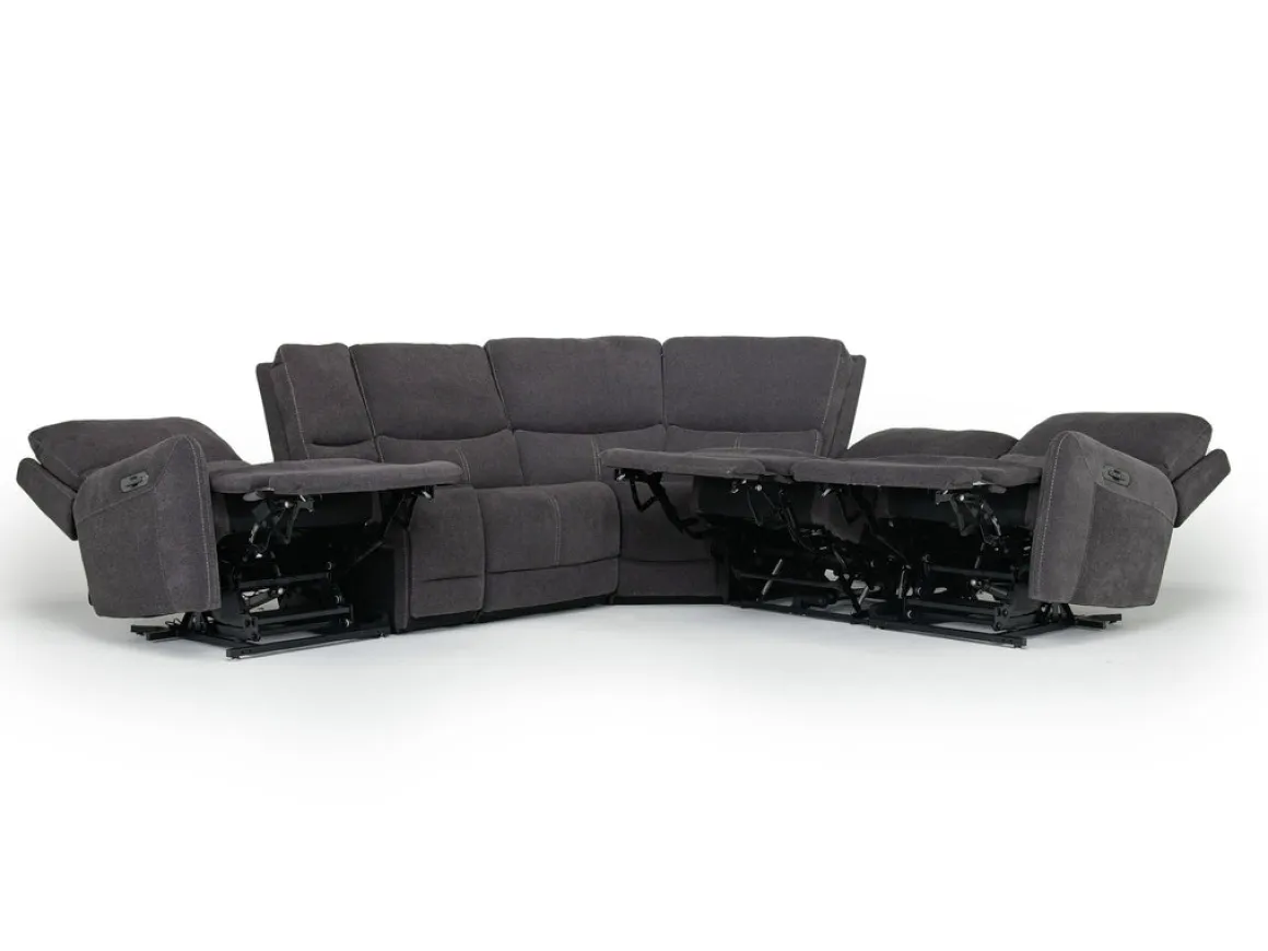 Palencia 6 Piece 3 Power Sectional W/ 3 Power Armless Recliner In Trento Dove