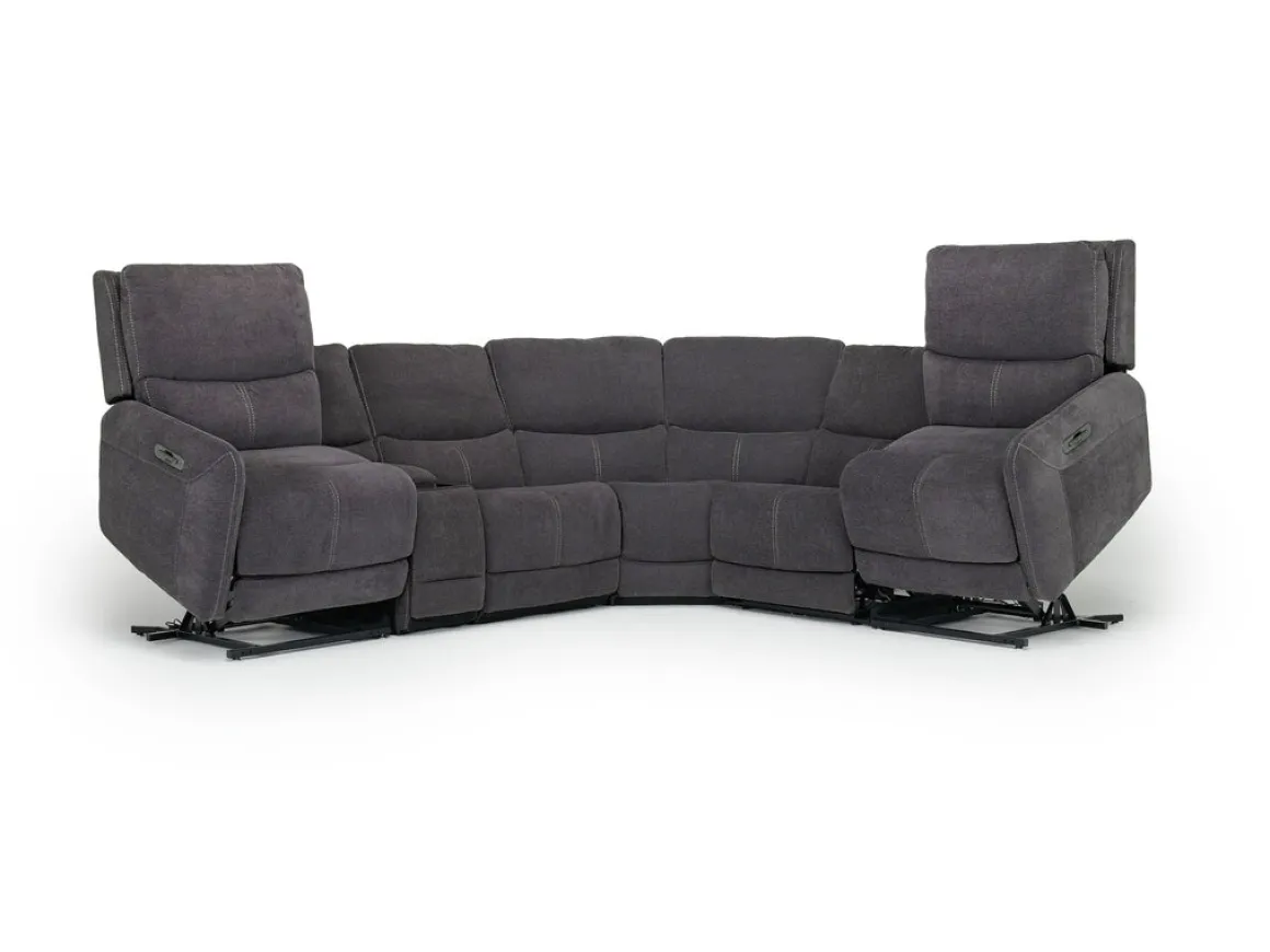 Palencia 6 Piece 3 Power Sectional W/ 3 Power Armless Recliner In Trento Dove
