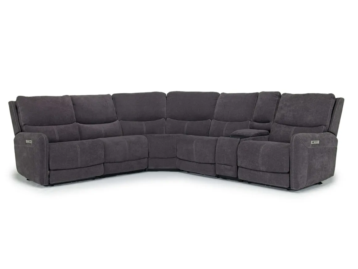 Palencia 6 Piece 3 Power Sectional W/ 3 Power Armless Recliner In Trento Dove