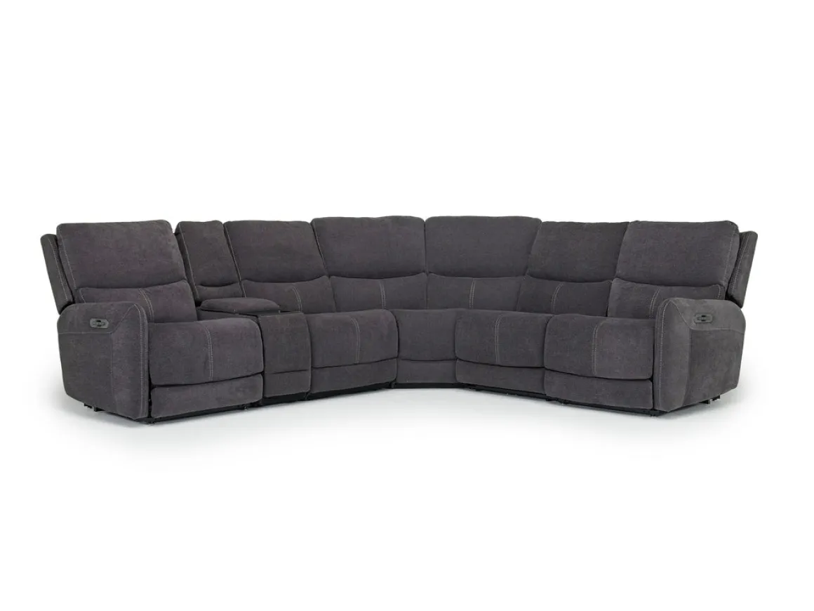 Palencia 6 Piece 3 Power Sectional W/ 3 Power Armless Recliner In Trento Dove
