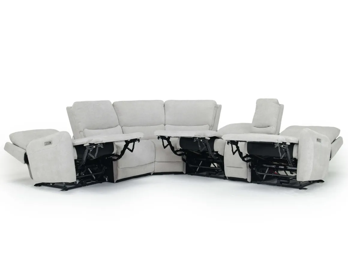 Palencia 6 Piece 3 Power Sectional W/ 3 Power Armless Recliner In Trento Dove