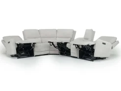 Palencia 6 Piece 3 Power Sectional W/ 3 Power Armless Recliner In Trento Dove