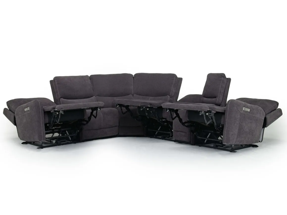 Palencia 6 Piece 3 Power Sectional W/ 3 Power Armless Recliner In Trento Dove
