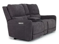 Palencia 3 Power Console Loveseat In Trento Charcoal