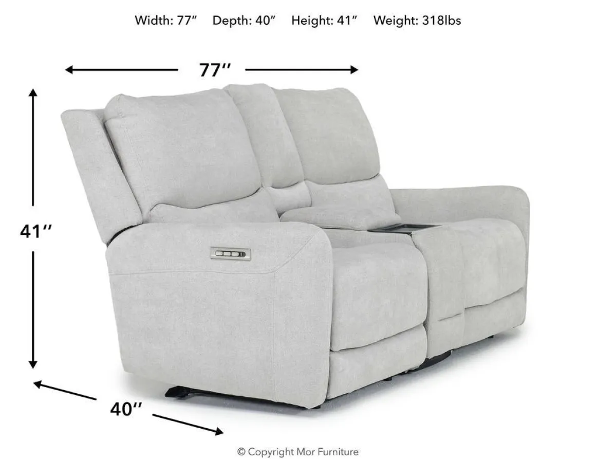 Palencia 3 Power Console Loveseat In Trento Charcoal