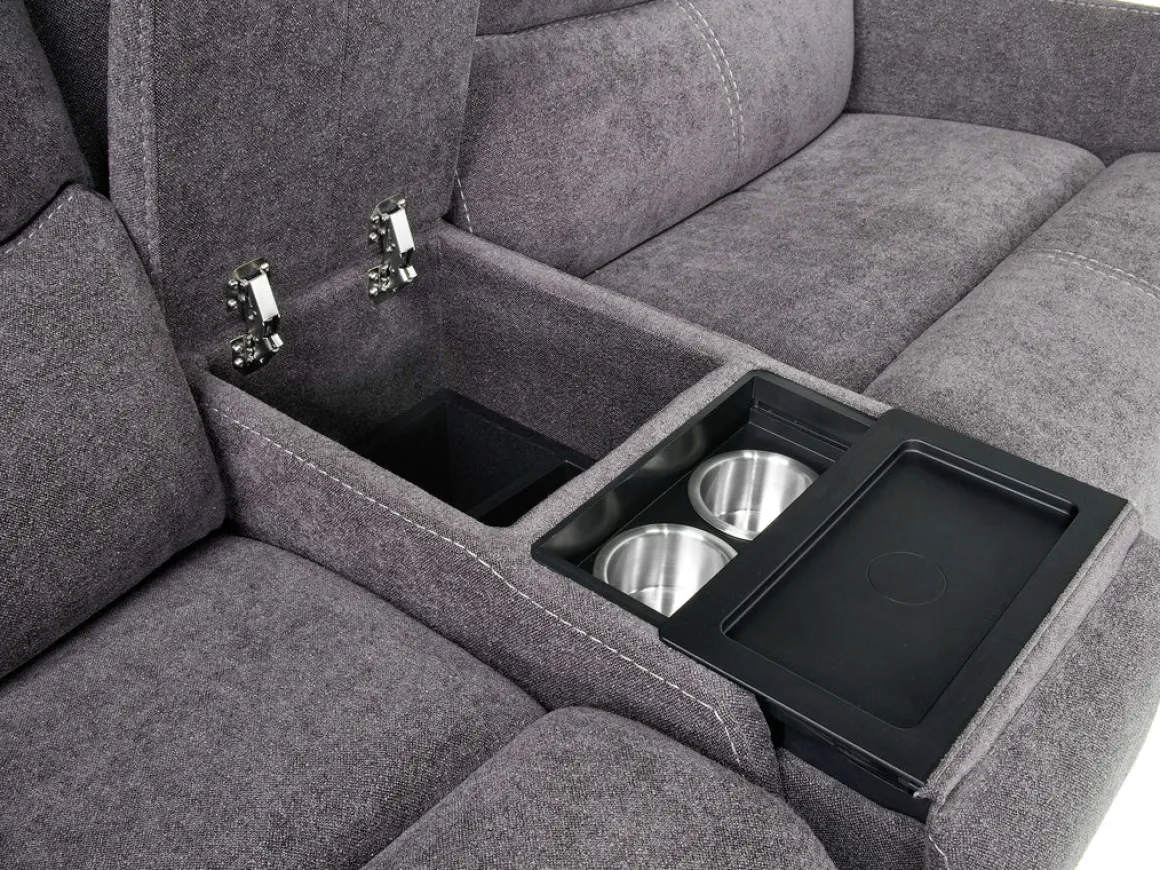 Palencia 3 Power Console Loveseat In Trento Charcoal