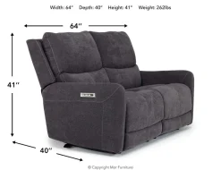 Palencia 3 Power Loveseat In Trento Charcoal