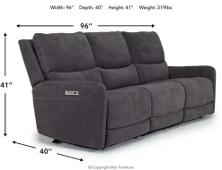 Palencia 3 Power Sofa In Trento Charcoal