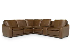 Paradise 6 Piece 2 Power Sectional In Chestnut Leather