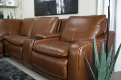Paradise 6 Piece 2 Power Sectional In Chestnut Leather