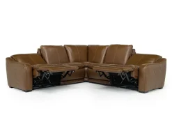 Paradise 5 Piece 2 Power Sectional In Chestnut Leather