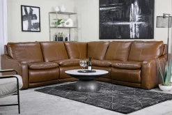 Paradise 5 Piece 2 Power Sectional In Chestnut Leather
