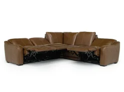 Paradise 5 Piece 2 Power Sectional W/ 2 Power Armless Recliner In Chestnut Leather