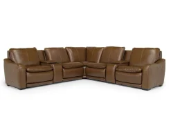 Paradise 7 Piece 2 Power Sectional W/ 2 Power Armless Recliner In Chestnut Leather