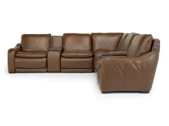 Paradise 7 Piece 2 Power Sectional W/ 2 Power Armless Recliner In Chestnut Leather