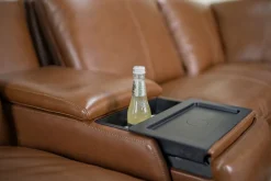 Paradise 7 Piece 2 Power Sectional W/ 2 Power Armless Recliner In Chestnut Leather