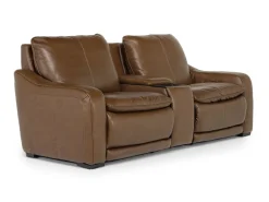 Paradise 2 Power Console Loveseat In Chestnut Leather