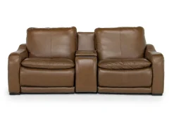 Paradise 2 Power Console Loveseat In Chestnut Leather