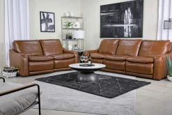 Paradise 2 Power Sofa & Loveseat In Chestnut Leather