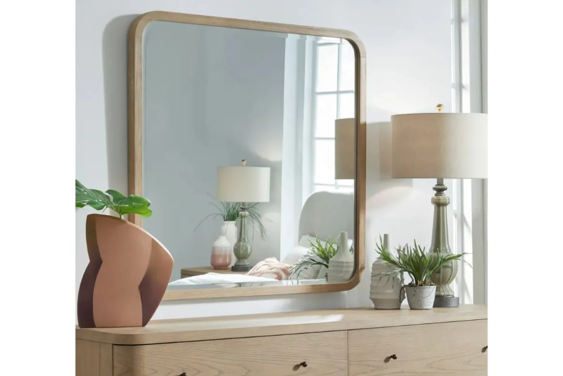 Penny Mirror In Buff Cream