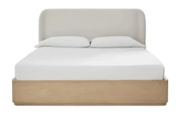 Penny Upholstered Platform Bed In Buff Cream, Full