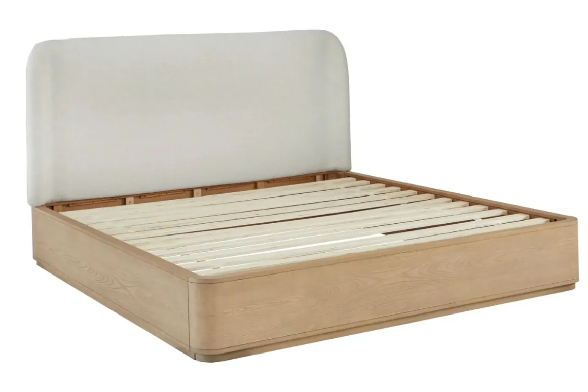 Penny Upholstered Platform Bed In Buff Cream, Full