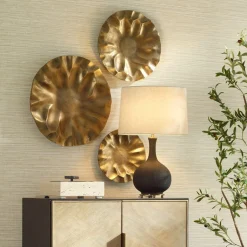 Peonia Wall Art In Bronze, Set Of 3