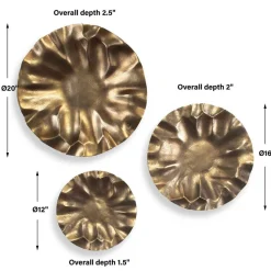 Peonia Wall Art In Bronze, Set Of 3