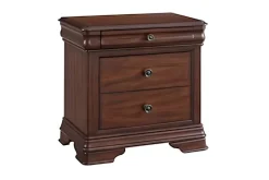 Phillipe Sleigh Bed, Dresser, Mirror & Nightstand In Cherry, Queen