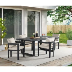 Playa Outdoor Dining Table & 4 Chairs In Dark Gray