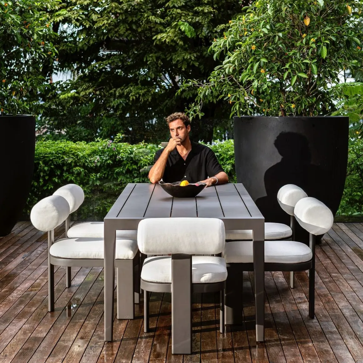 Polanco Outdoor Dining Table In Black